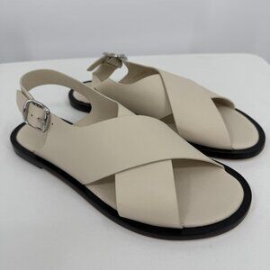 Everlane The City Crossover Sandals size 9 Parchment Leather Ankle Strap Buckle